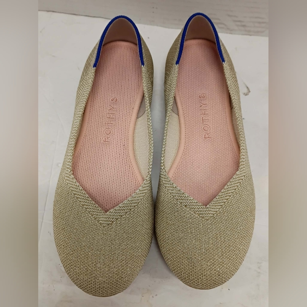 Rothy’s round toe flat- sparkly gold SZ‎ 6 M
